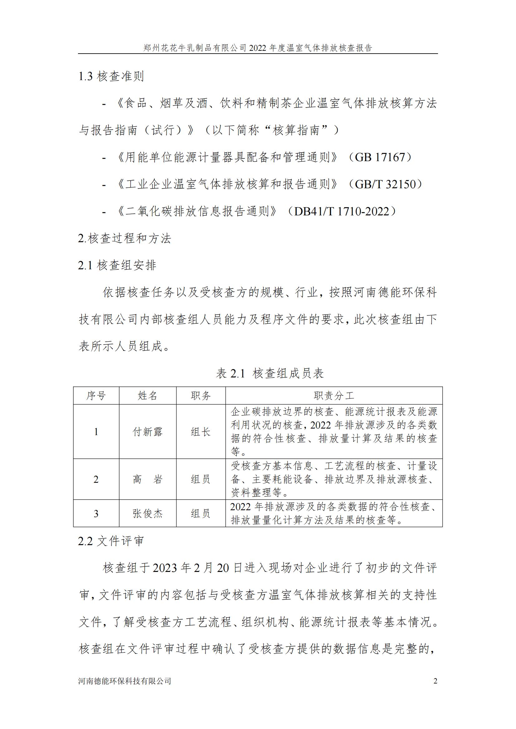 《郑州压球（中国）一站式服务平台乳制品有限公司2022年度温室气体排放核查报告》公示