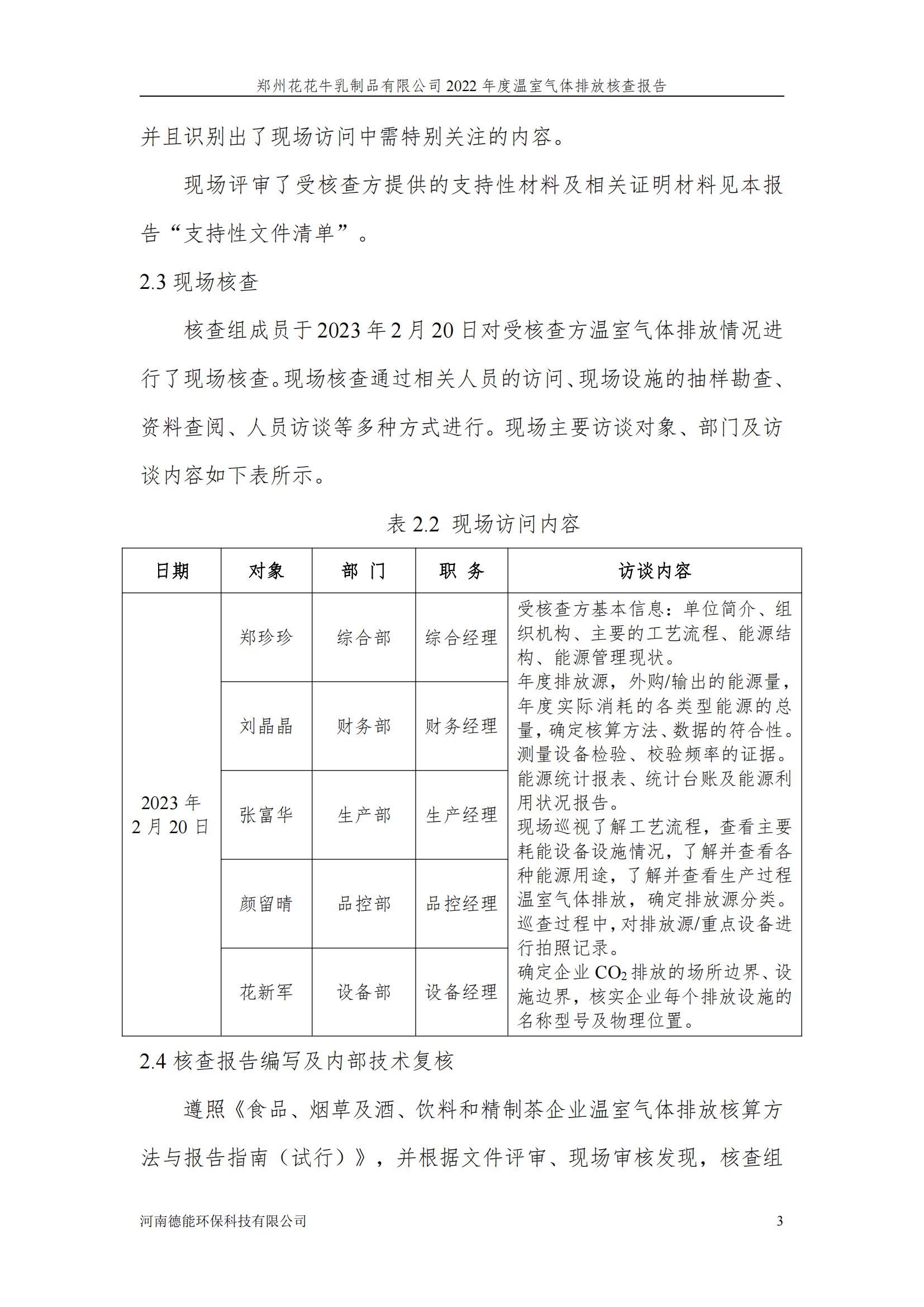 《郑州压球（中国）一站式服务平台乳制品有限公司2022年度温室气体排放核查报告》公示
