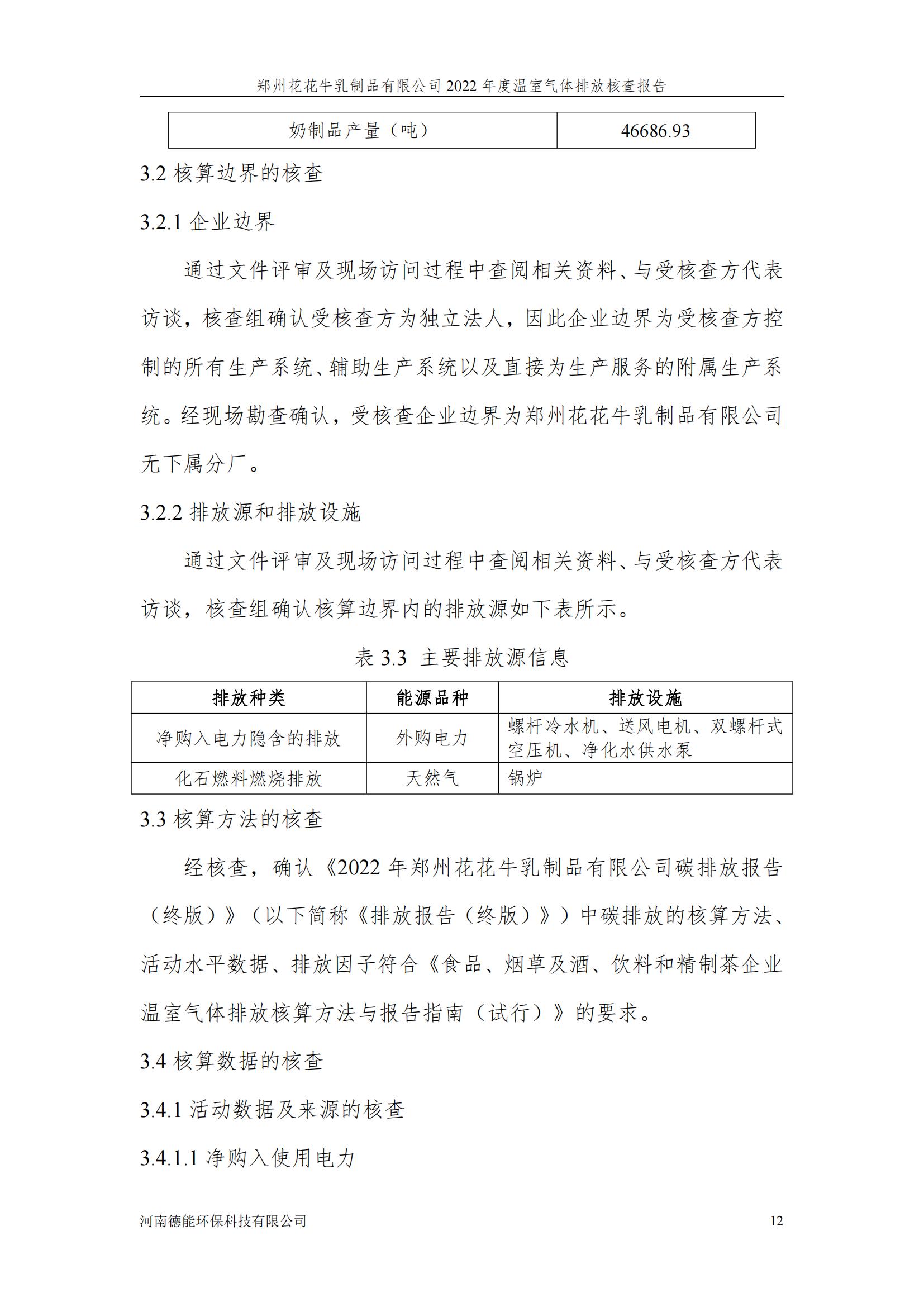 《郑州压球（中国）一站式服务平台乳制品有限公司2022年度温室气体排放核查报告》公示
